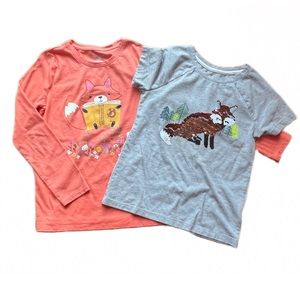 *FOX LOVERS* long+short sleeve shirt bundle girls size 8, orange/grey Cat & Jack